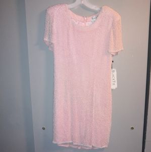 Oleg Cassini Silk Vintage 80s Pearl Cocktail Dress